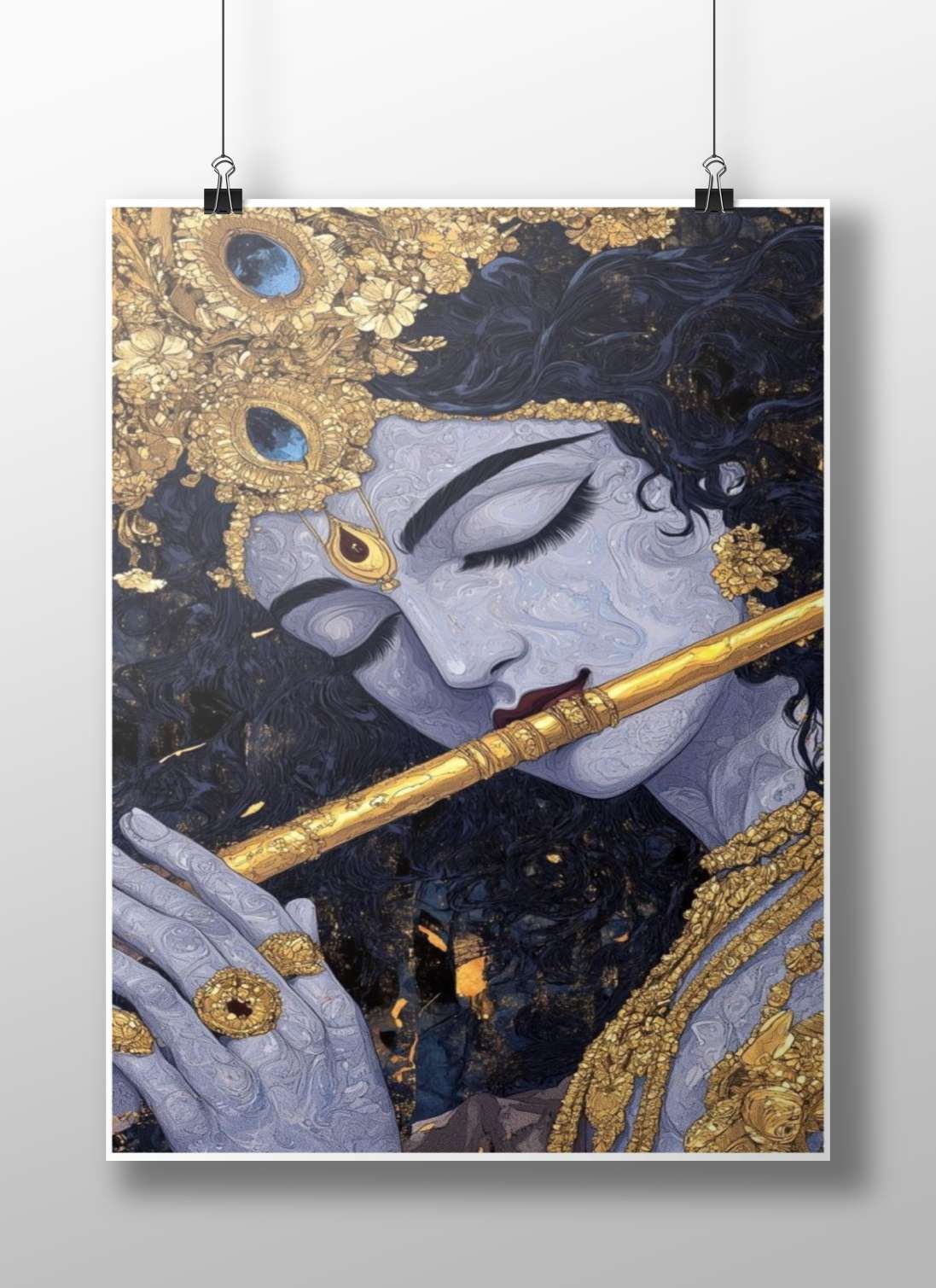 Lord Krishna Main Subject: Lord Krishna Matte BoizzBoard rigid print — Sanatan wall art India | PosterBoizz