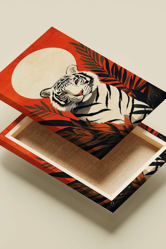 White Tiger Main Subject: White Tiger Canvas wall art — Art wall art India | PosterBoizz