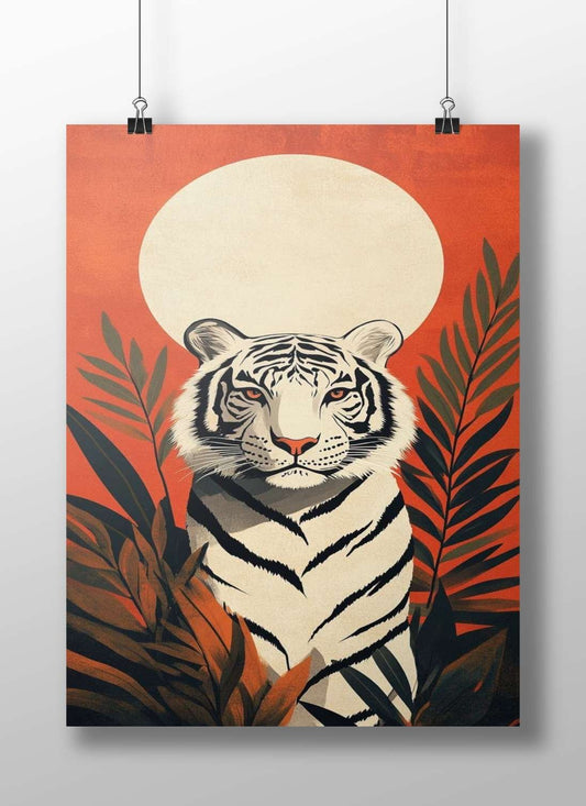 White Tiger Main Subject: White Tiger Matte BoizzBoard rigid print — Art wall art India | PosterBoizz
