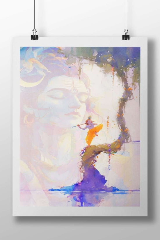Krishna (Hindu deity with flute) Main Subject: Krishna (Hindu deity with flute) Matte BoizzBoard rigid print — Sanatan wall