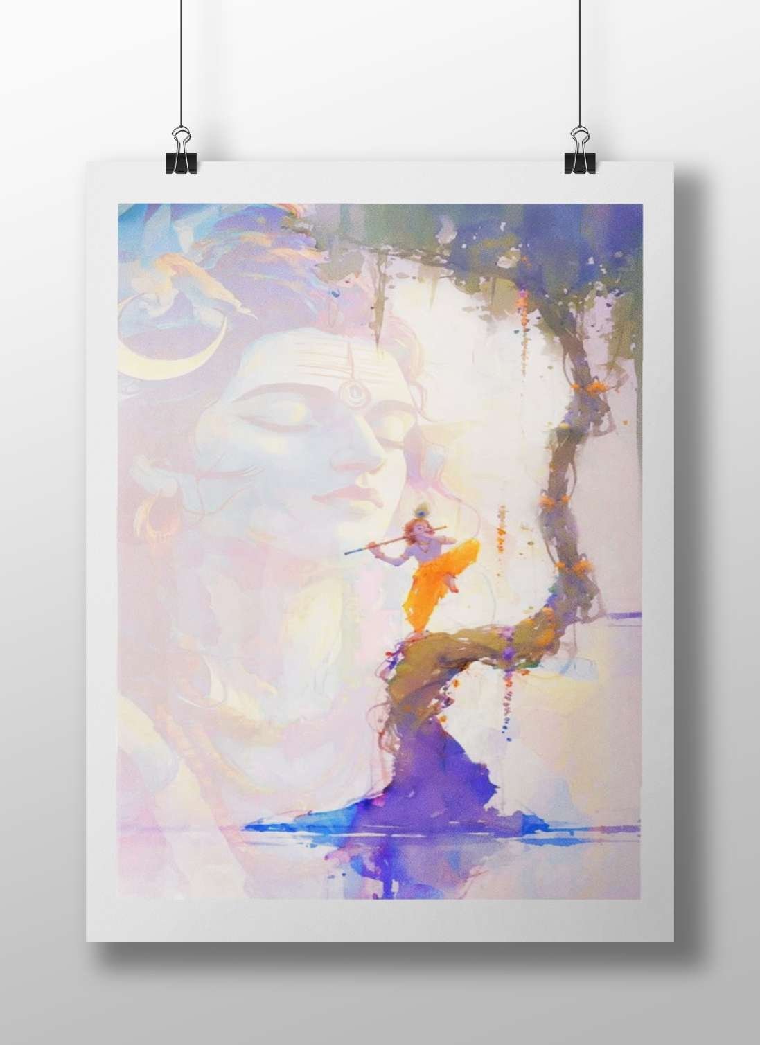 Krishna (Hindu deity with flute) Main Subject: Krishna (Hindu deity with flute) Matte BoizzBoard rigid print — Sanatan wall