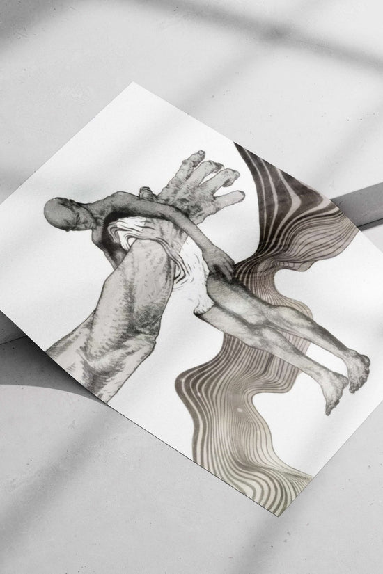 Nude Human Figure Adam - Abstract Lithograph Poster