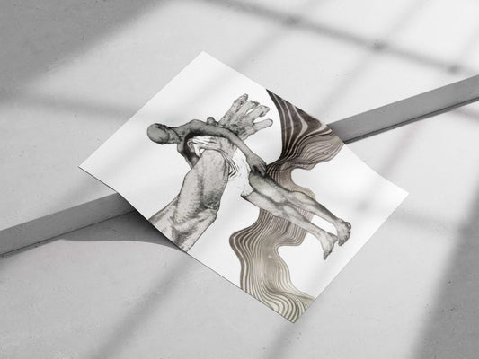 Nude Human Figure Adam - Abstract Lithograph Poster