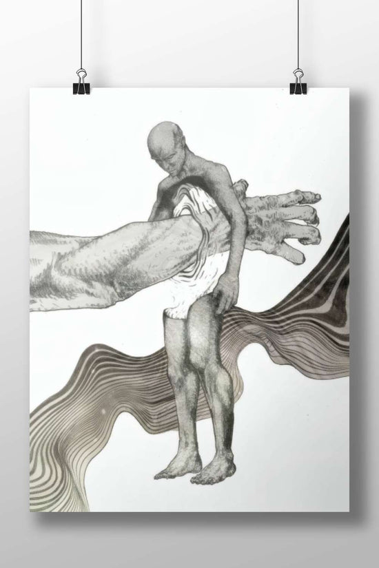 Nude Human Figure Adam - Abstract Lithograph Poster