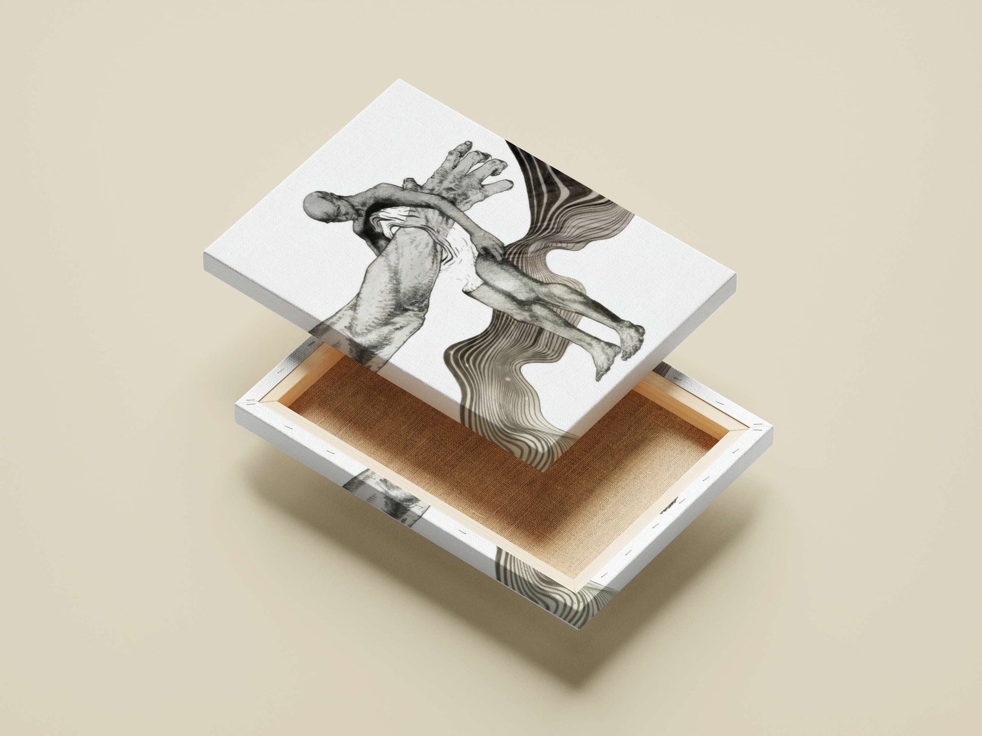 Nude Human Figure Adam - Abstract Lithograph Poster