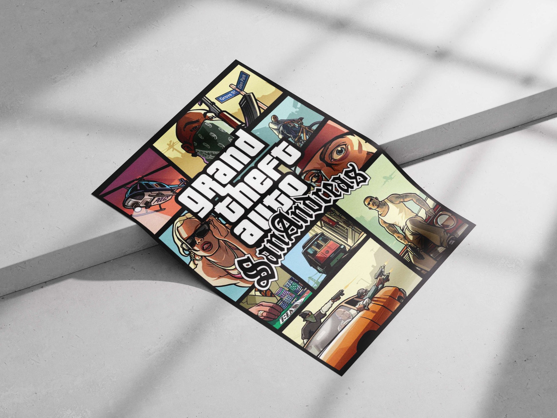Calvin Johnson (CJ) Grand Theft Auto Sanandreas Urban Chaos Digital Collage Poster – Vibrant Gaming