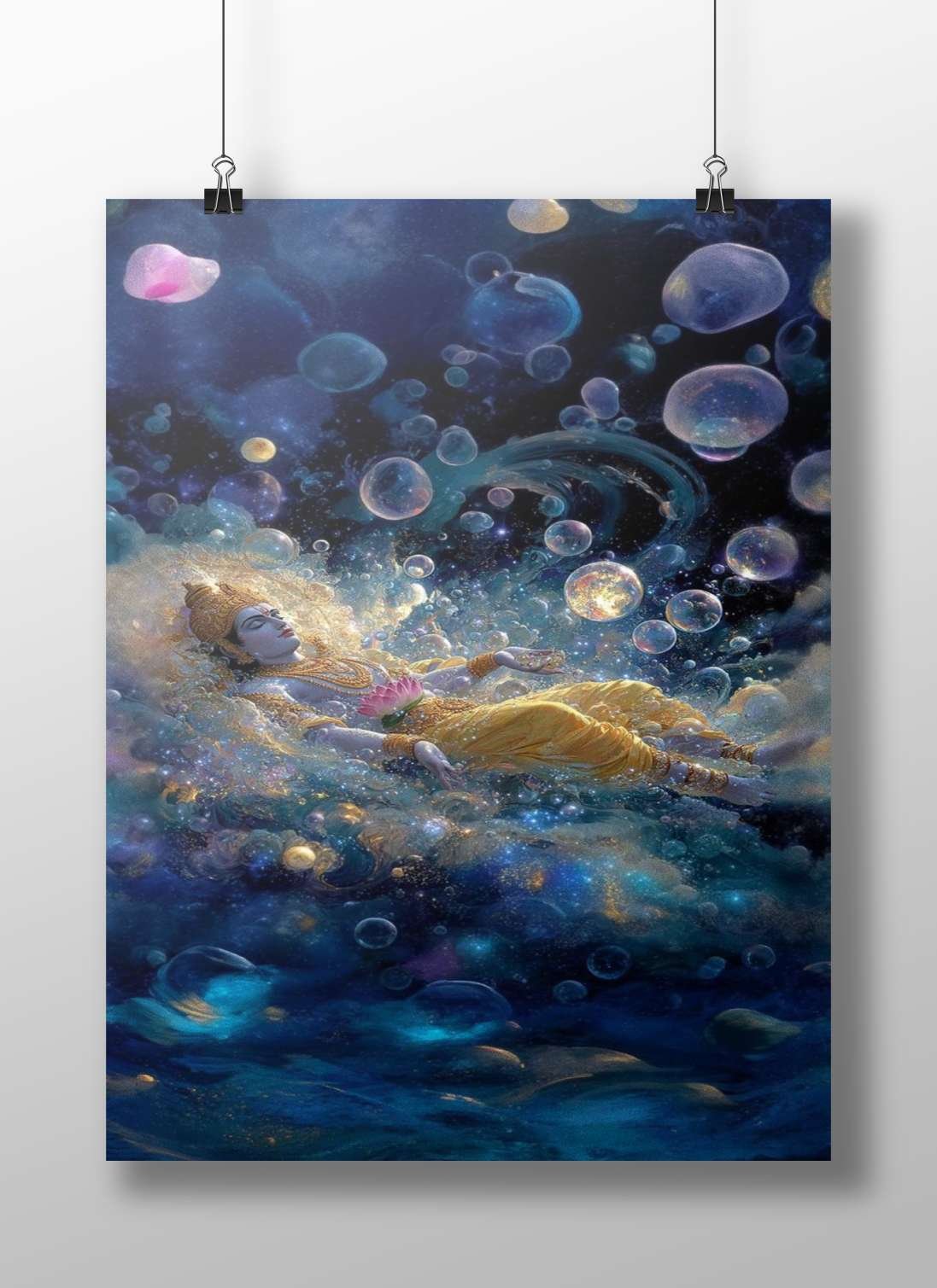 Lord Vishnu (Hindu deity) Main Subject: Lord Vishnu (Hindu deity) Matte BoizzBoard rigid print — Sanatan wall art India |