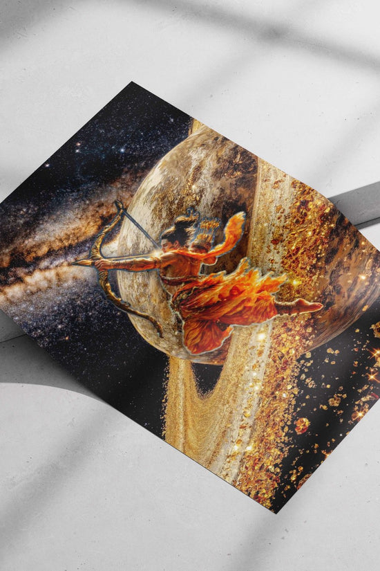 Arjuna (Hindu deity from Mahabharata) Main Subject: Arjuna (Hindu deity from Mahabharata) Matte poster print — Sanatan wall