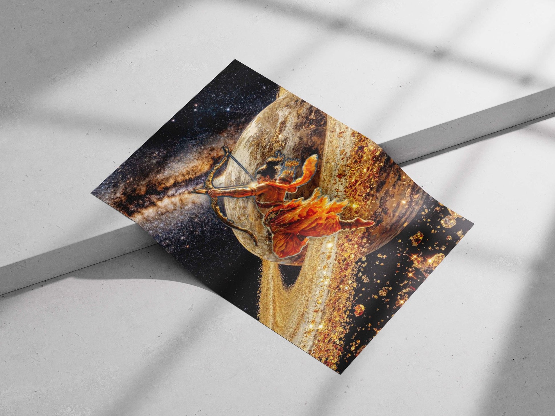 Arjuna (Hindu deity from Mahabharata) Main Subject: Arjuna (Hindu deity from Mahabharata) Matte poster print — Sanatan wall