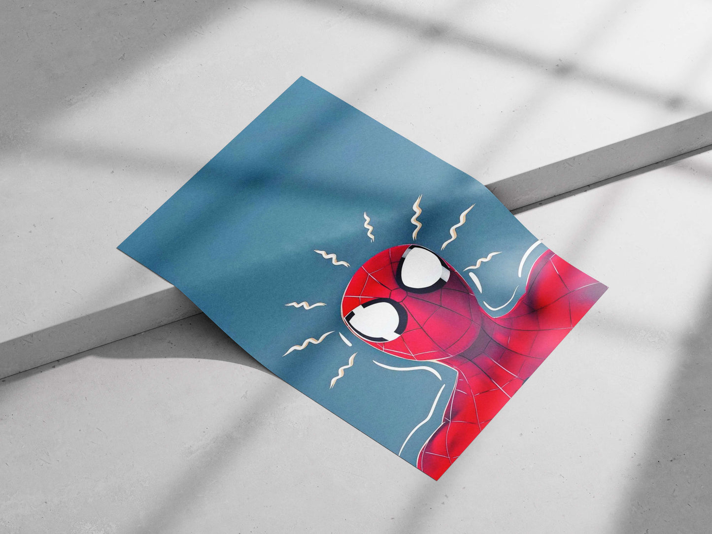 Spider-Man (Peter Parker) Spider-Man Frustrated Modern Cartoon Illustration Poster – Bold Red Web Spin Wall