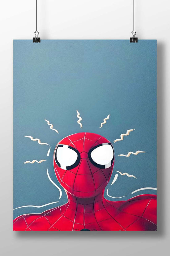 Spider-Man (Peter Parker) Spider-Man Frustrated Modern Cartoon Illustration Poster – Bold Red Web Spin Wall