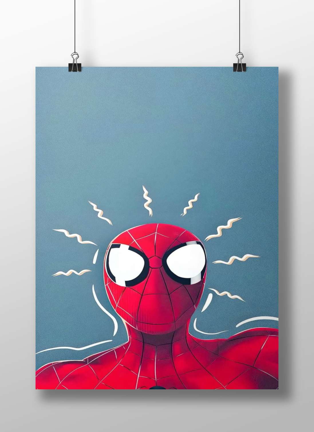 Spider-Man (Peter Parker) Spider-Man Frustrated Modern Cartoon Illustration Poster – Bold Red Web Spin Wall