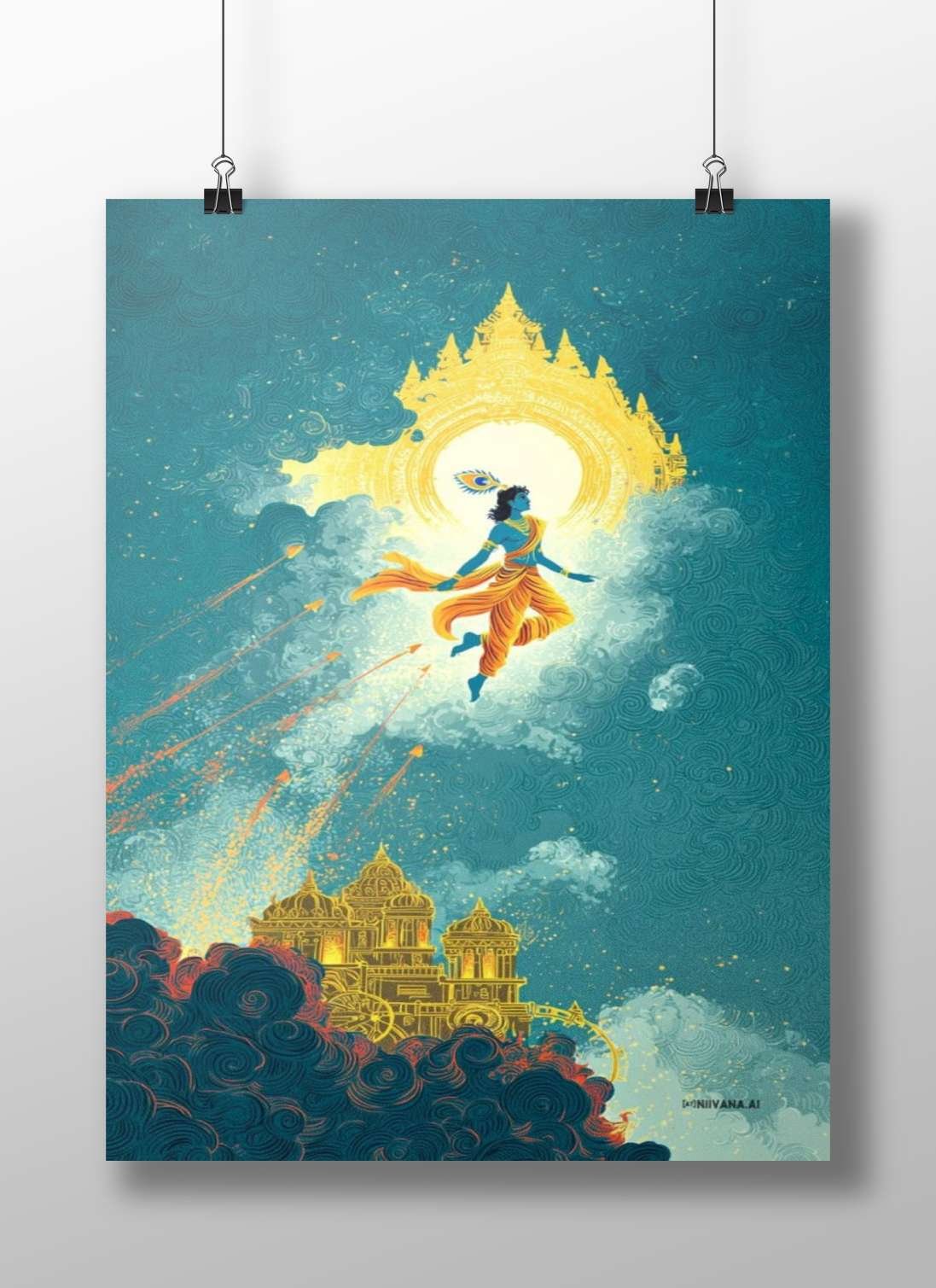 Lord Krishna Main Subject: Lord Krishna Matte BoizzBoard rigid print — Sanatan wall art India | PosterBoizz