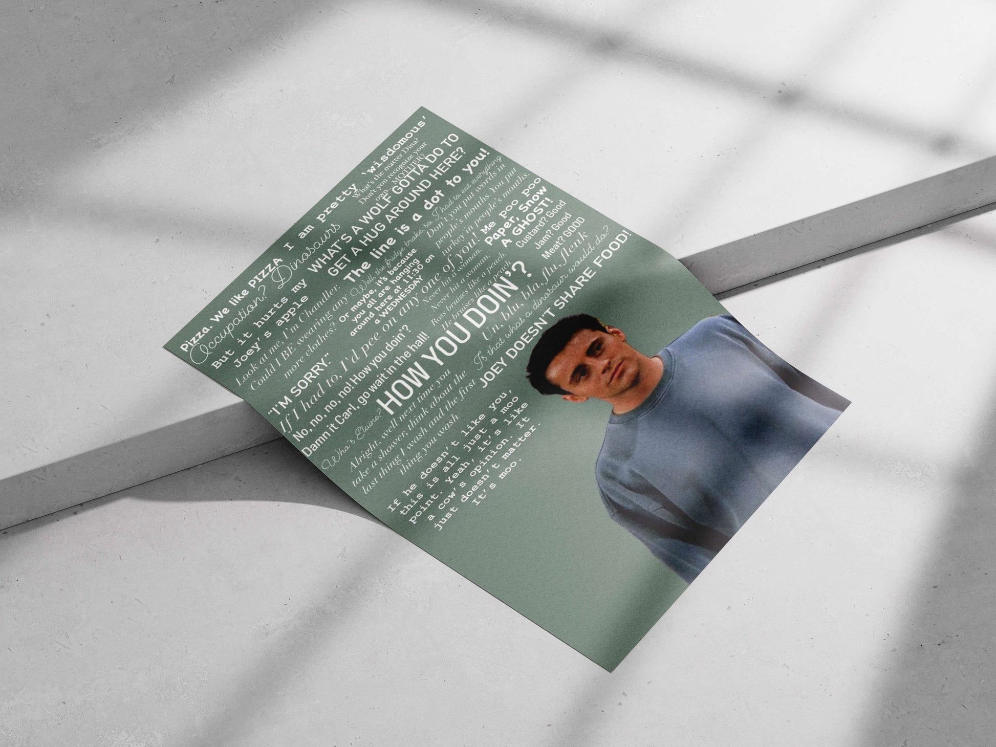 Joey Tribbiani (Friends) Main Subject: Joey Tribbiani (Friends) Matte poster print — Series wall art India | PosterBoizz