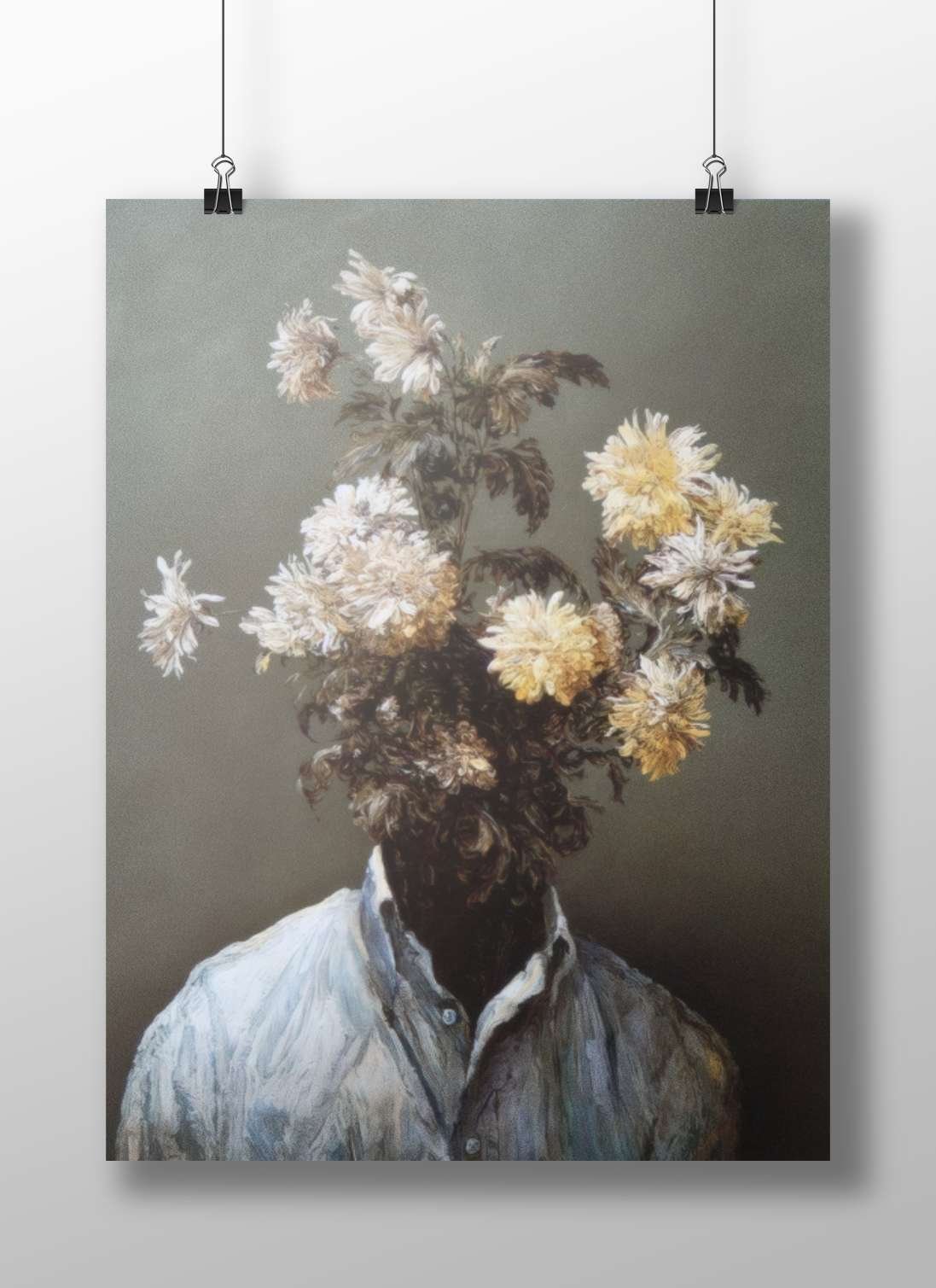 Human with Floral Head (Surrealist Figure) Frida Kahlo - Revolutionary Self-Portrait Poster