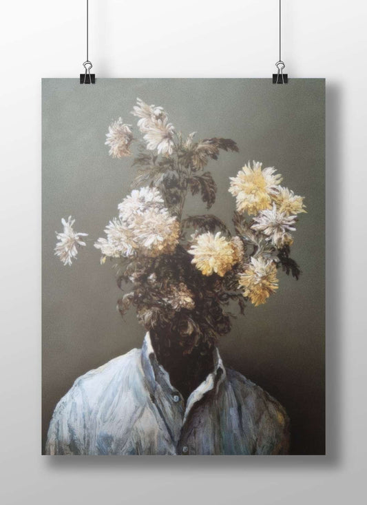 Human with Floral Head (Surrealist Figure) Frida Kahlo - Revolutionary Self-Portrait Poster