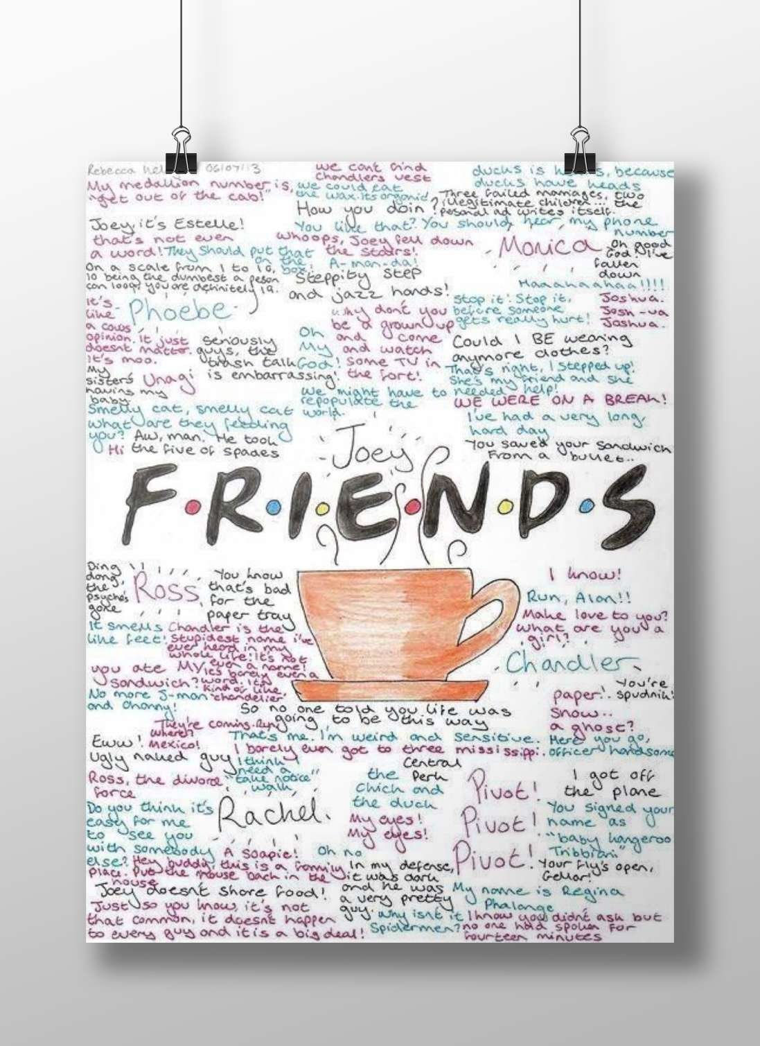 The TV show FRIENDS and its main characters (Joey, Ross, Rachel, Chandler, etc.) Main Subject: The TV show FRIENDS and its