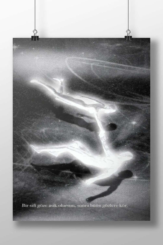 Two ethereal human silhouettes in cosmic space Space Odyssey - Ethereal Duos Poster