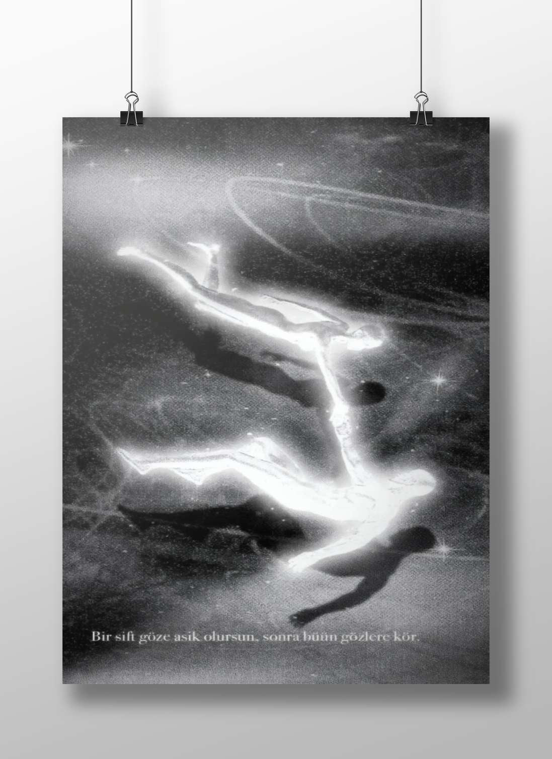 Two ethereal human silhouettes in cosmic space Space Odyssey - Ethereal Duos Poster