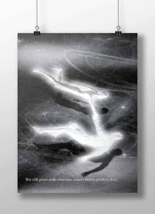 Two ethereal human silhouettes in cosmic space Space Odyssey - Ethereal Duos Poster