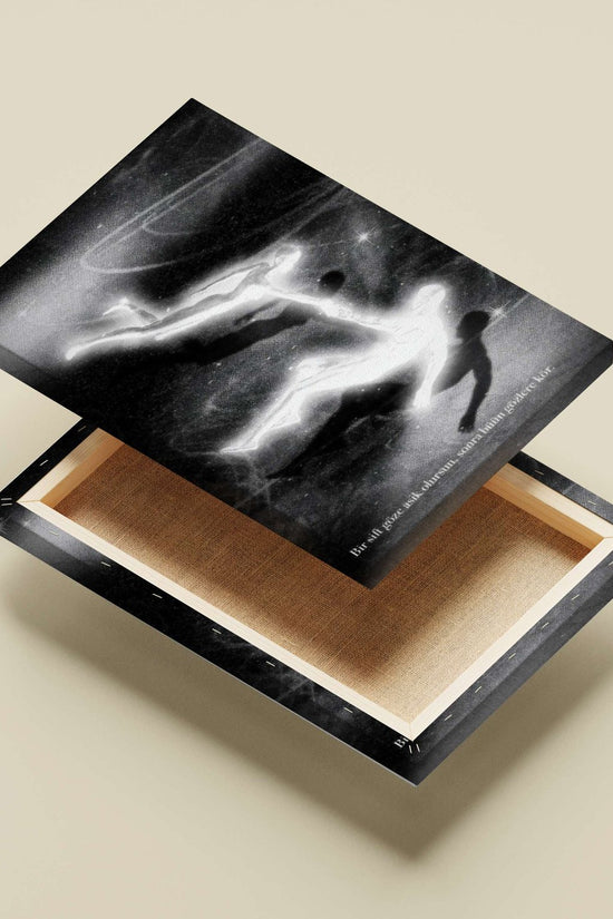 Two ethereal human silhouettes in cosmic space Space Odyssey - Ethereal Duos Poster