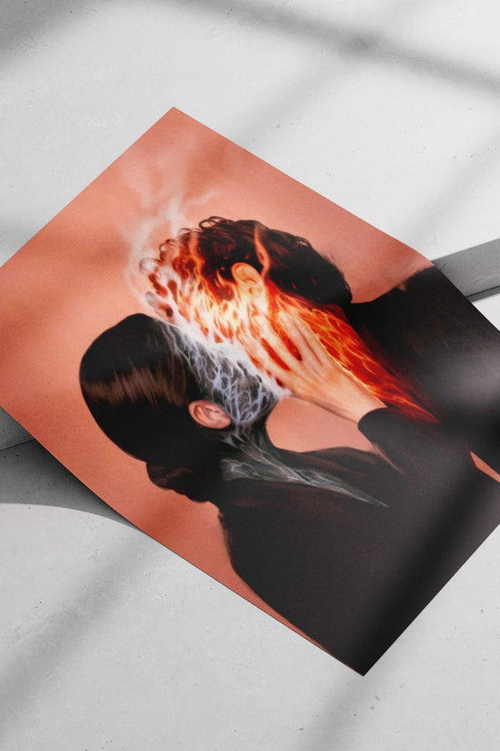 Kissing Flames - Love In Surreal Abstract Poster
