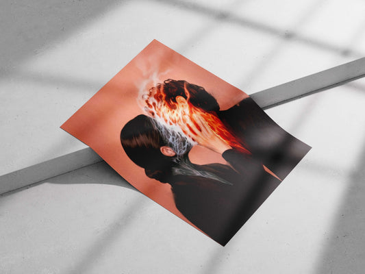 Kissing Flames - Love In Surreal Abstract Poster