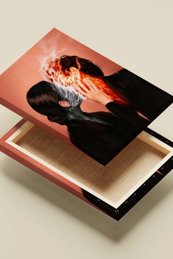 Kissing Flames - Love In Surreal Abstract Poster