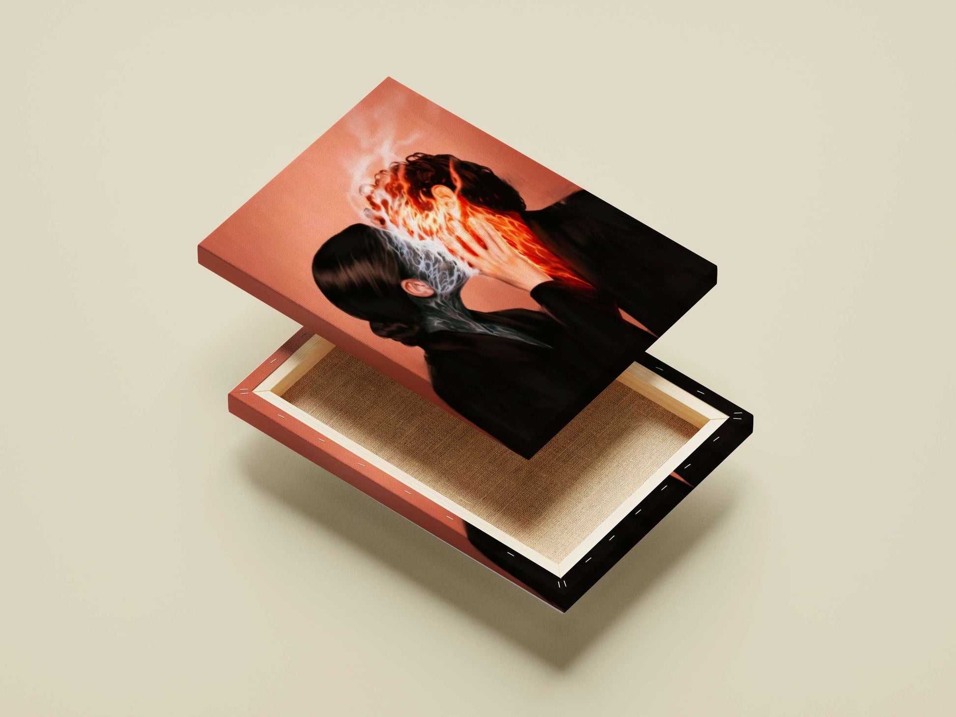 Kissing Flames - Love In Surreal Abstract Poster