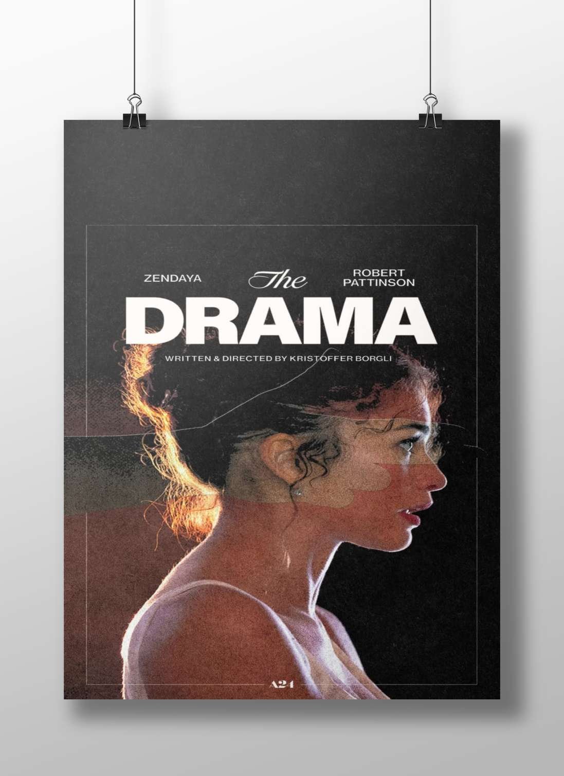Movie poster for *The Drama* starring Zendaya and Robert Pattinson Main Subject: Movie poster for *The Drama* starring