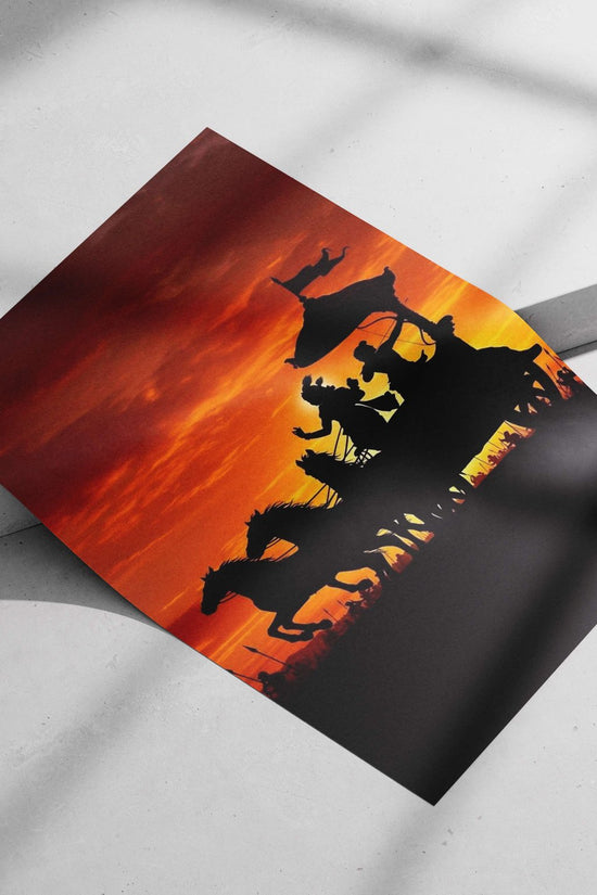 Lord Krishna Sacred Chariot Modern Silhouette Art Poster – Vedic Deity Wall Art
