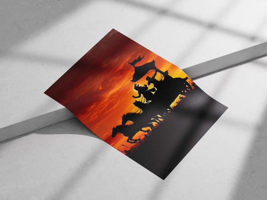 Lord Krishna Sacred Chariot Modern Silhouette Art Poster – Vedic Deity Wall Art