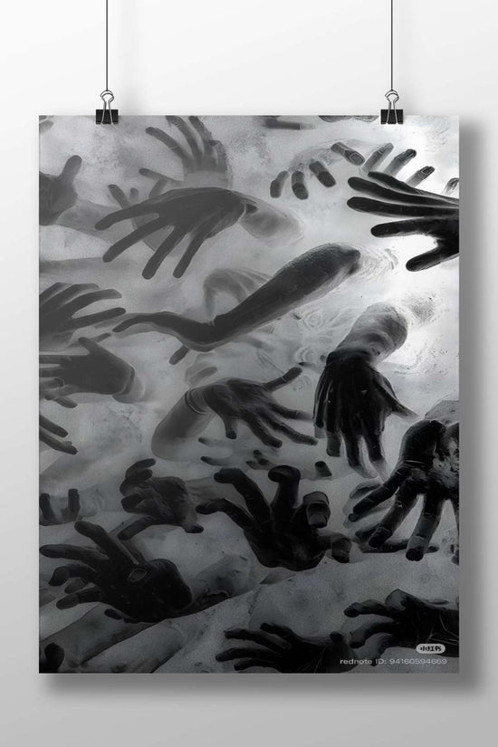 Surreal Black and White Hands Wall Art Multiple Hands Reaching Light Surreal Black And White