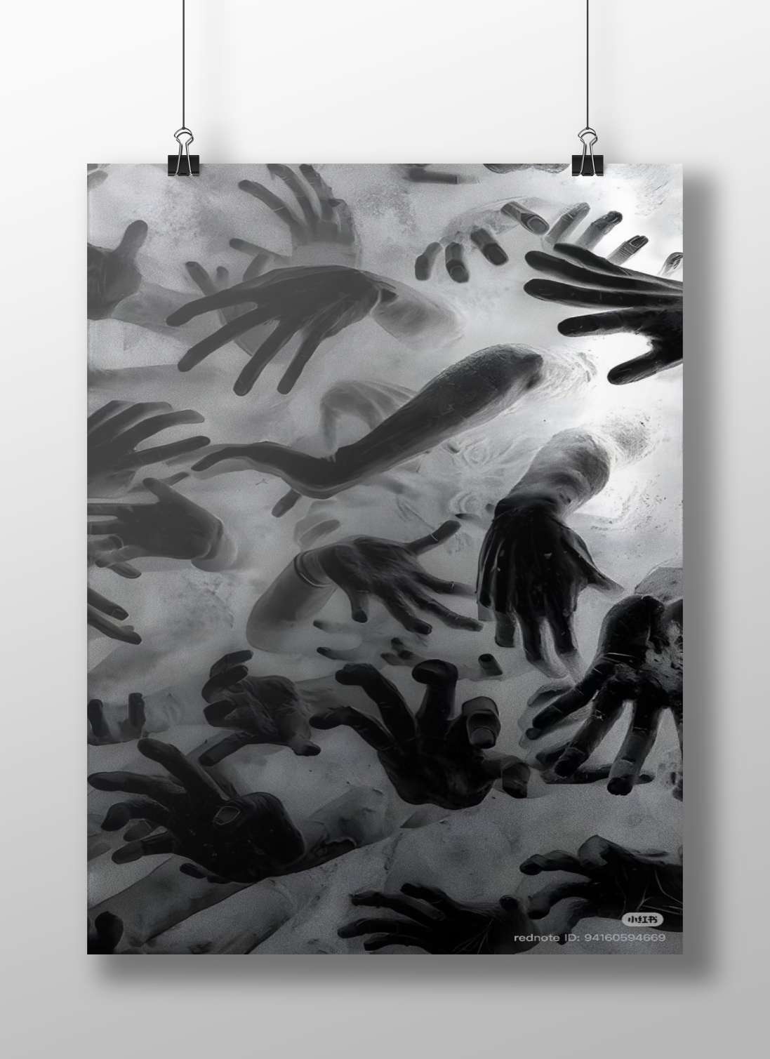 Surreal Black and White Hands Wall Art Multiple Hands Reaching Light Surreal Black And White
