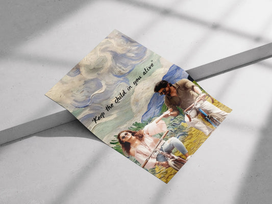 Dear Zindagi Poster – Keep the Child in You Alive Quote Print | Bollywood Bicycle Scene Wall Art