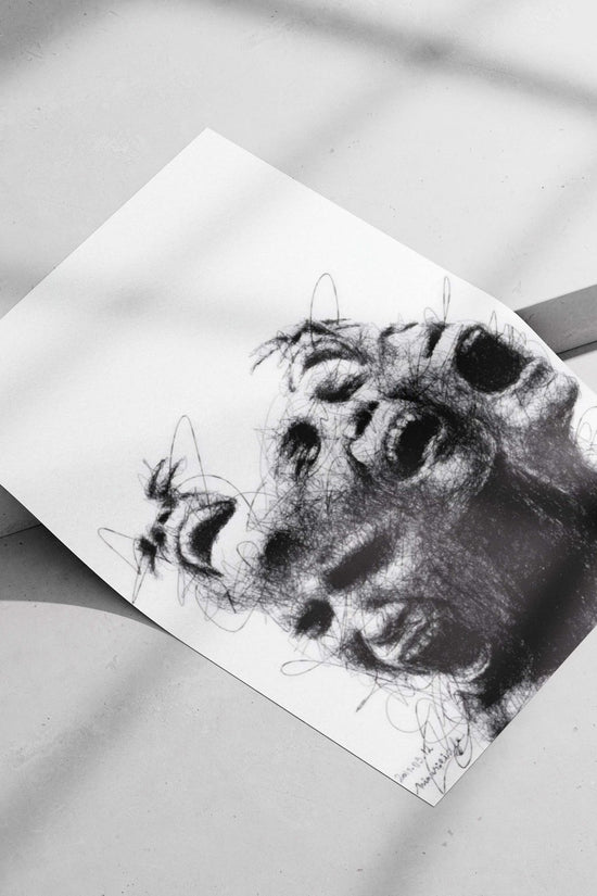 Multiple Screaming Human Faces - Graffiti Horror Poster