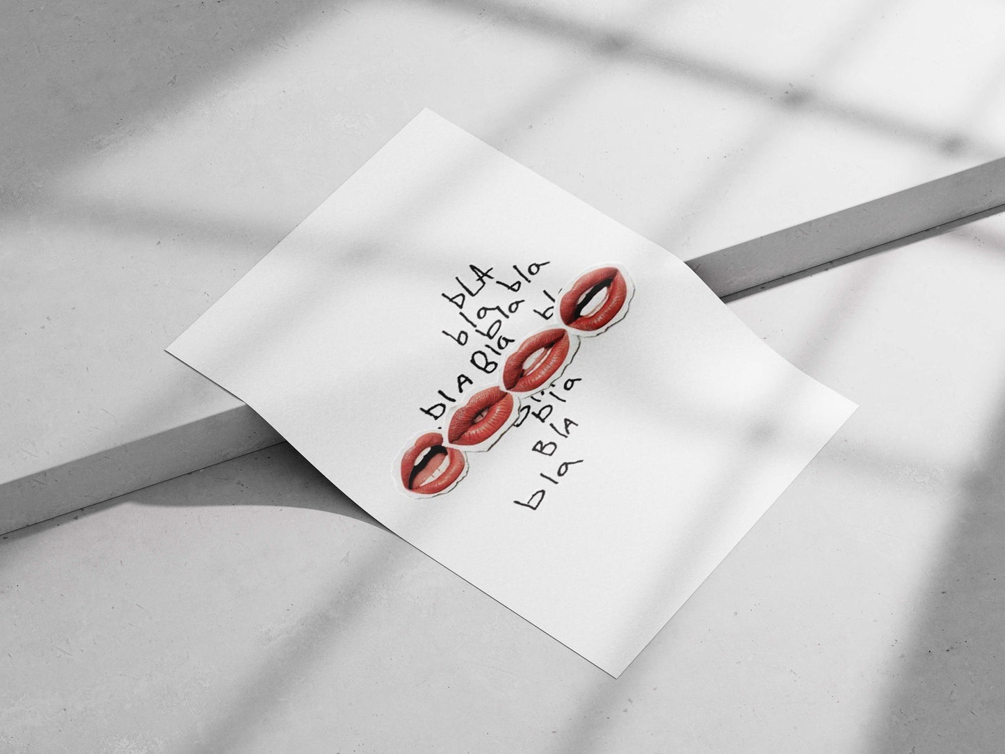 Four stylized close-ups of human lips Main Subject: Four stylized close-ups of human lips Matte poster print — Quotes wall