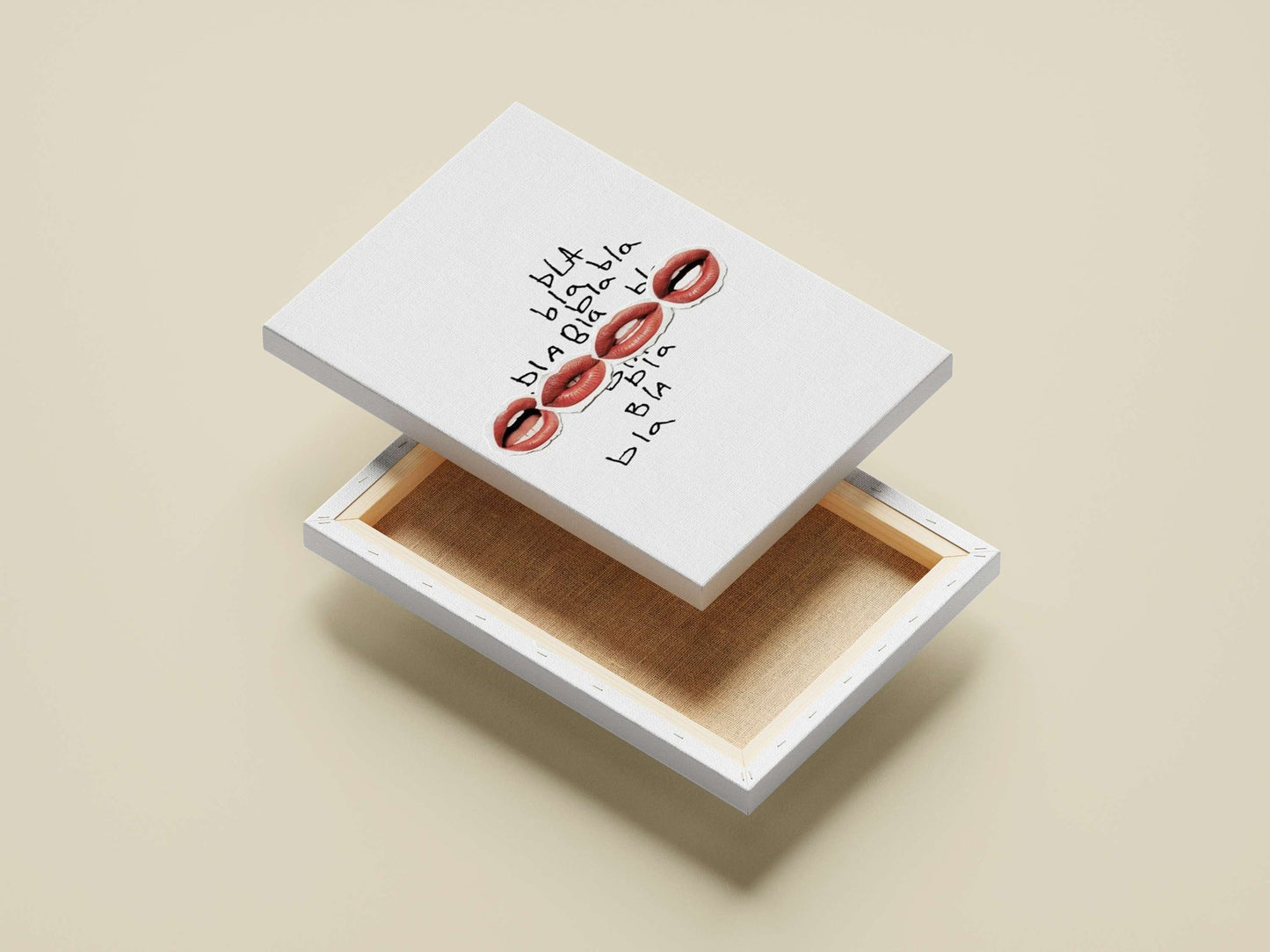 Four stylized close-ups of human lips Main Subject: Four stylized close-ups of human lips Canvas wall art — Quotes wall art