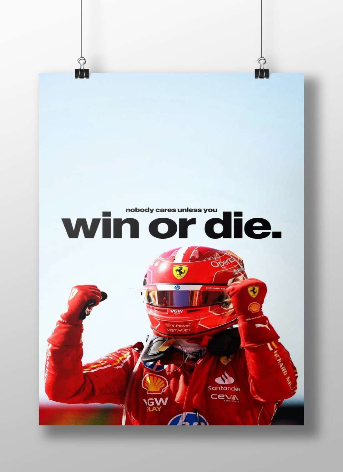 Charles Leclerc High-Contrast Racing Poster – Ferrari Fan Art