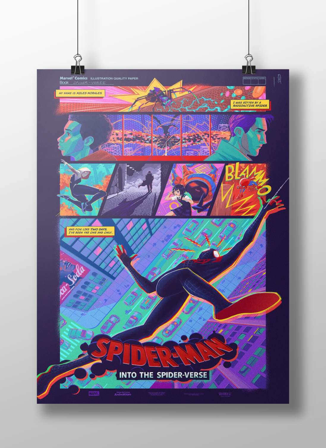 Miles Morales, Gwen Stacy Miles Morales Into The Spider-Verse Dynamic Digital Collage Poster – Vibrant