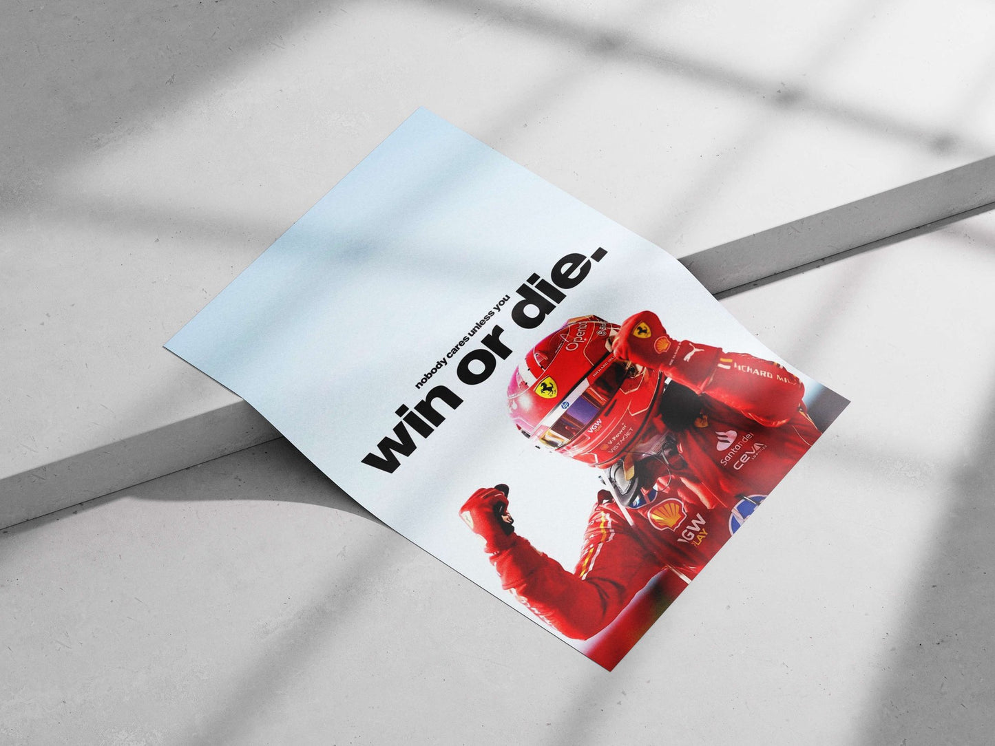 Charles Leclerc High-Contrast Racing Poster – Ferrari Fan Art