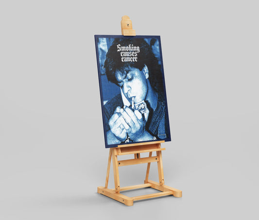 Smoking Causes Cancer Poster – Vintage Blue Grunge Awareness Art Print | Retro Anti-Smoking Wall Decor