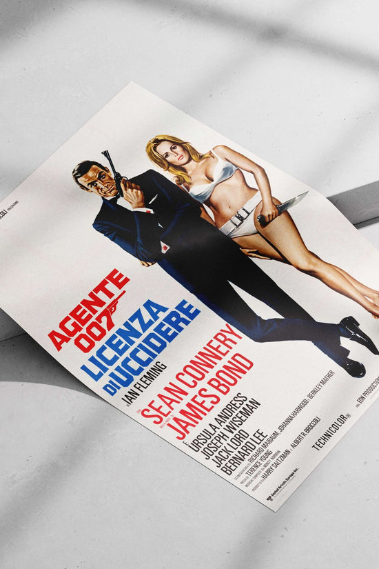 James Bond film "Licenza di Uccidere" (License to Kill) based on Ian Fleming's novel, starring