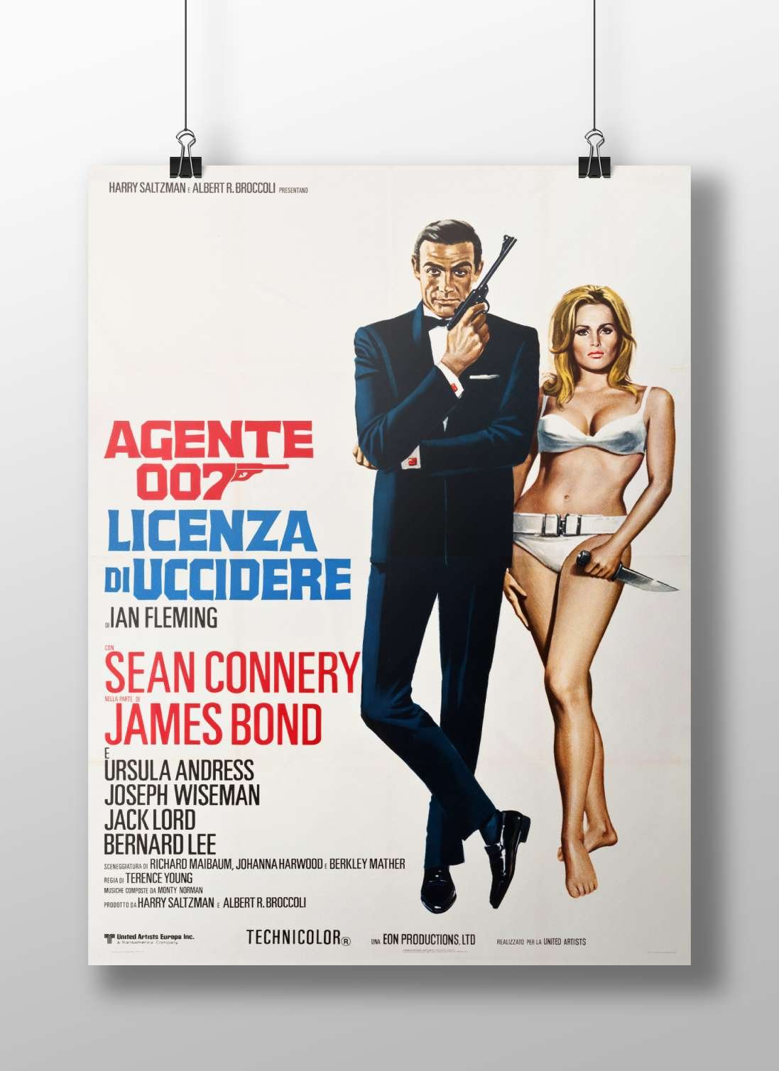 James Bond film "Licenza di Uccidere" (License to Kill) based on Ian Fleming's novel, starring