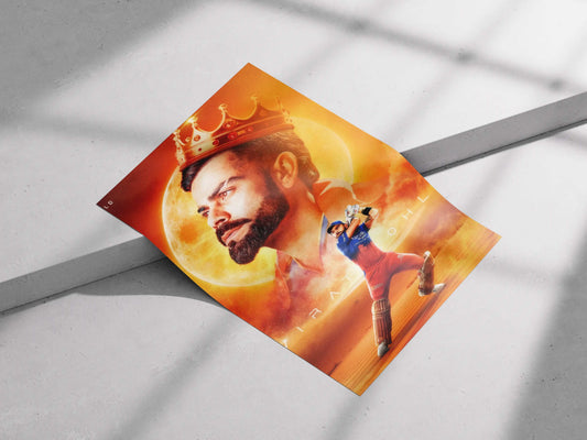 King Virat Kohli Poster – RCB Royal Look Wall Art for Cricket Fans