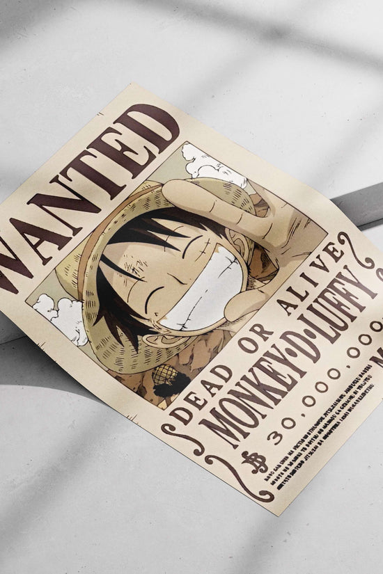 Monkey-D-Luffy Vintage Wanted Poster – One Piece Marine Hunter Art