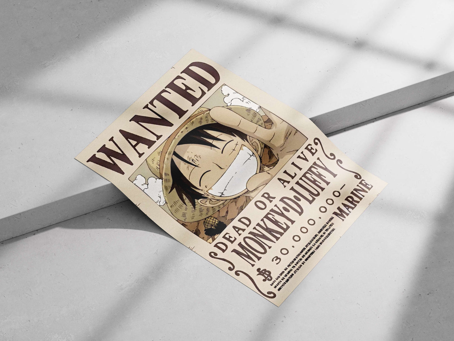 Monkey-D-Luffy Vintage Wanted Poster – One Piece Marine Hunter Art