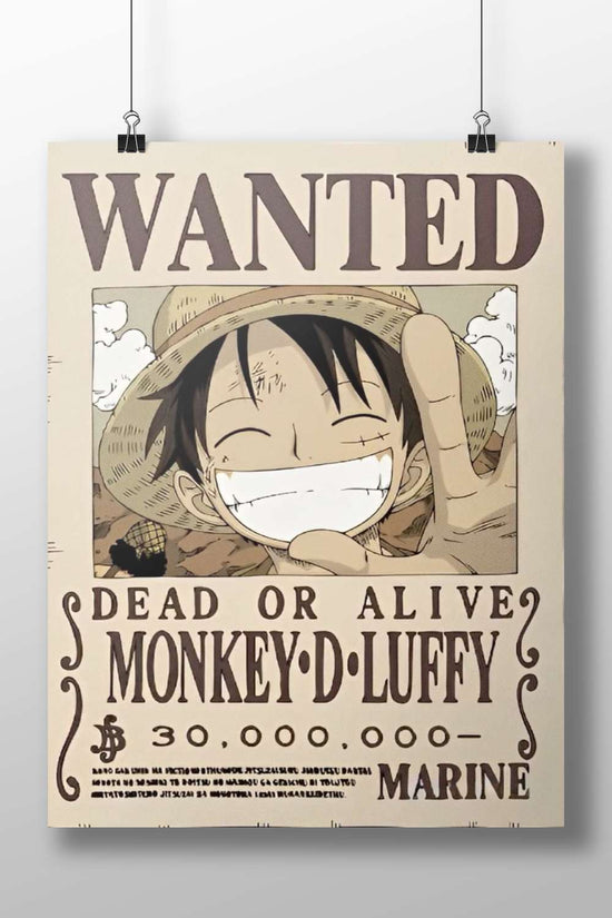 Monkey-D-Luffy Vintage Wanted Poster – One Piece Marine Hunter Art