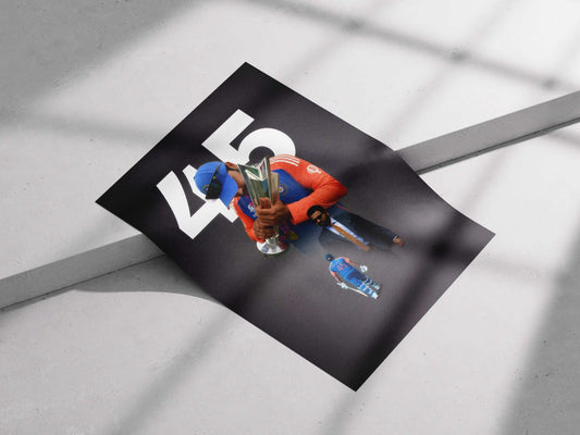 Rohit Sharma 45 Poster – Champion's Victory Cricket Wall Art
