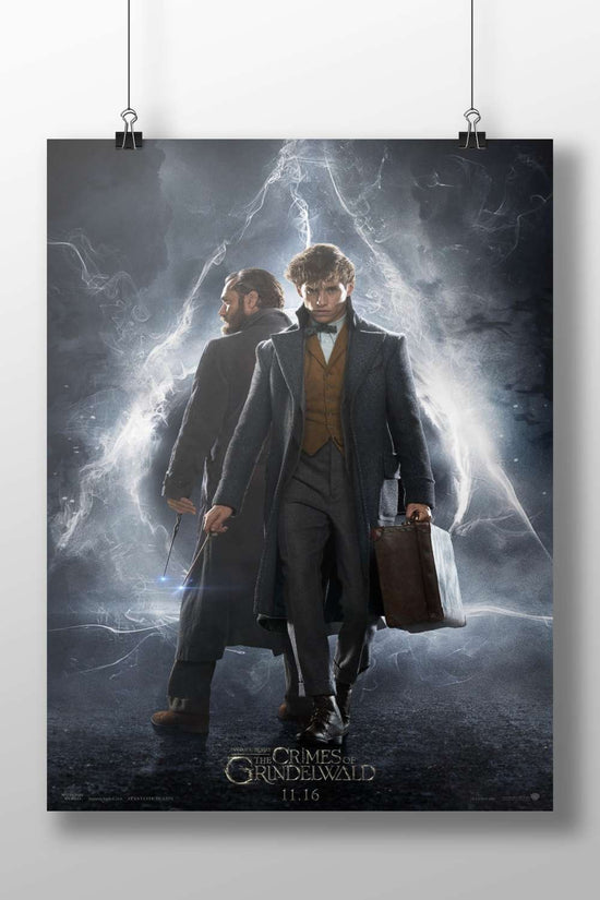 The characters Newt Scamander and Albus Dumbledore from the Fantastic Beasts franchise, specifically *Fantastic Beasts: